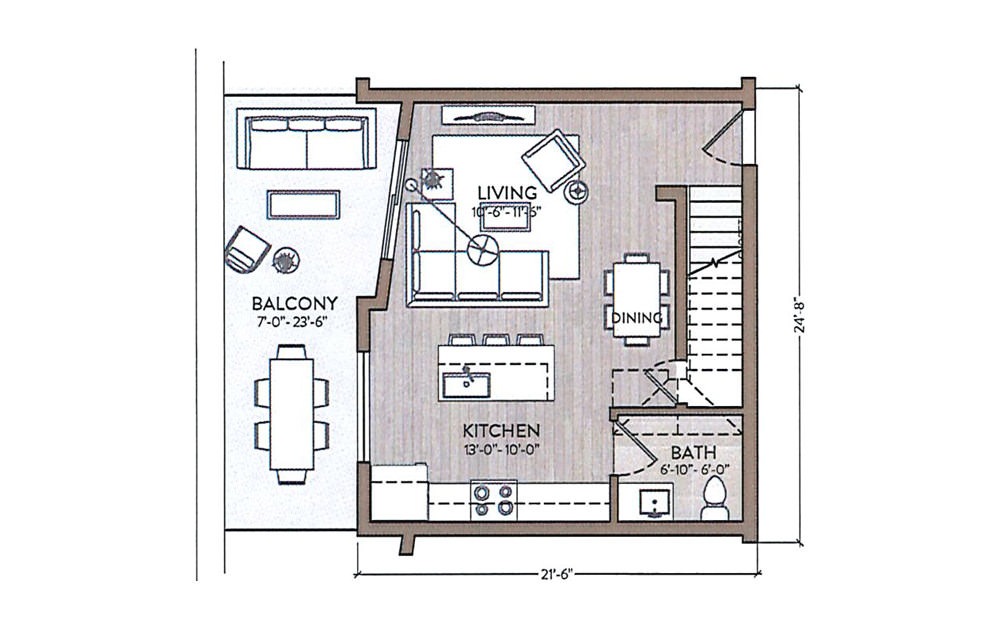 Gerry Mulligan - 2 bedroom floorplan layout with 2.5 baths and 1024 square feet. (Floor 1)