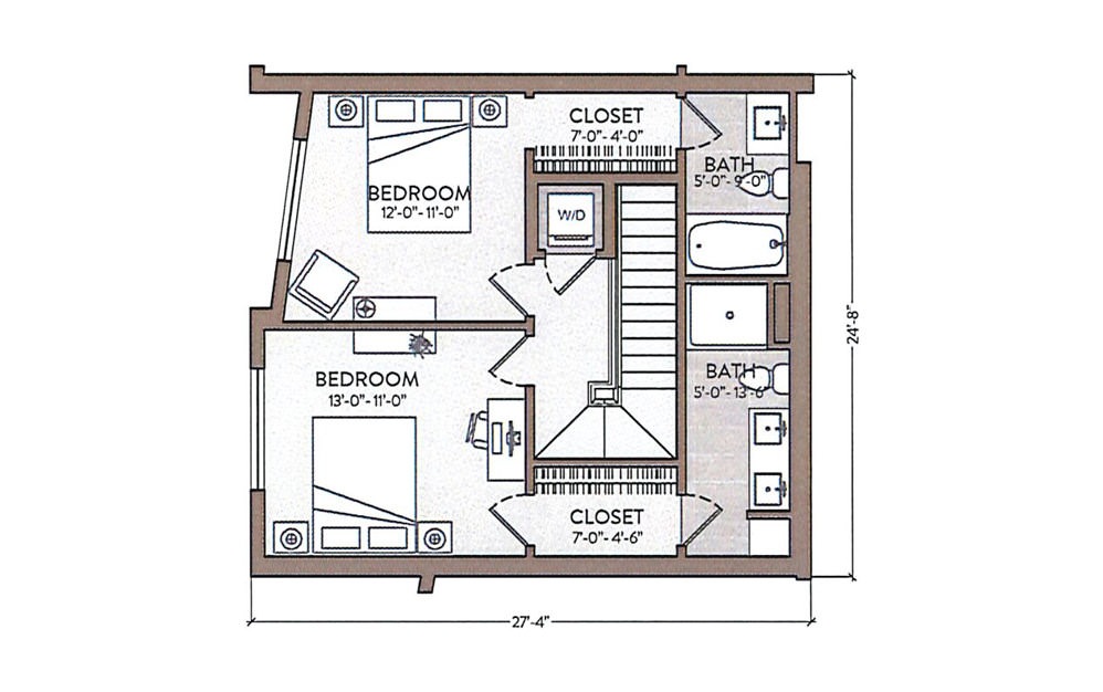 Gerry Mulligan - 2 bedroom floorplan layout with 2.5 baths and 1024 square feet. (Floor 2)