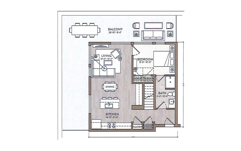 Louis Armstrong - 3 bedroom floorplan layout with 3 baths and 1528 square feet. (Floor 1)