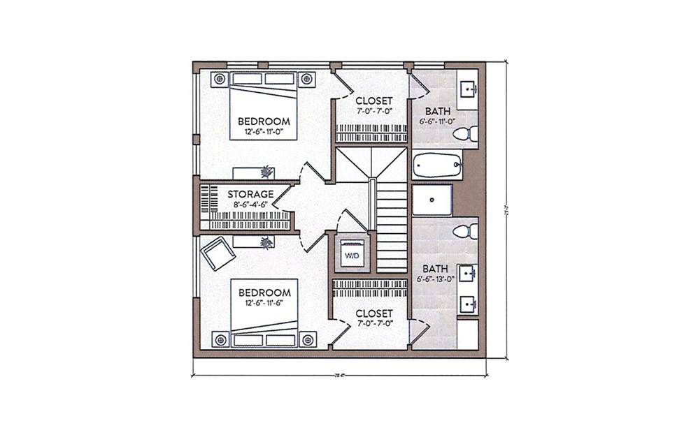 Louis Armstrong - 3 bedroom floorplan layout with 3 baths and 1528 square feet. (Floor 2)