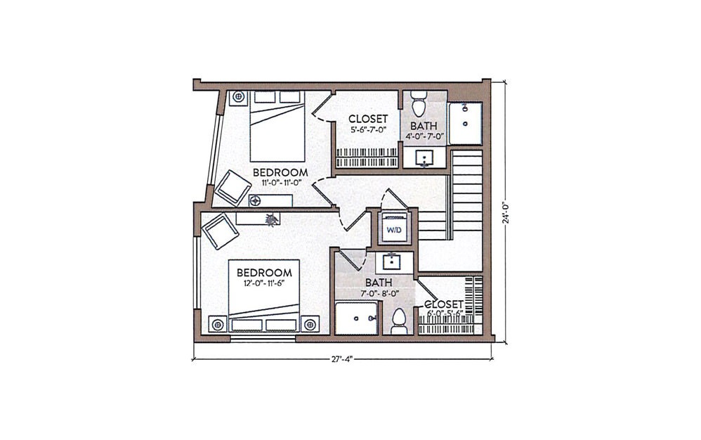 Miles Davis - 2 bedroom floorplan layout with 2.5 baths and 1182 square feet. (Floor 2)
