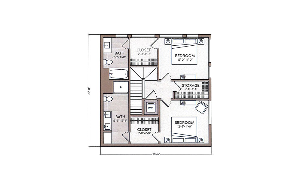 Nina Simone - 3 bedroom floorplan layout with 3 baths and 1563 square feet. (Floor 2)